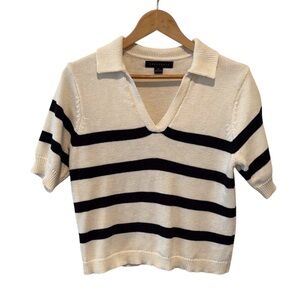 Sanctuary short sleeve v-neck striped knit sweater size Medium